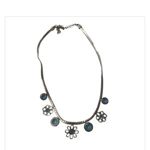 Touchstone Silver and Blue Floral Necklace